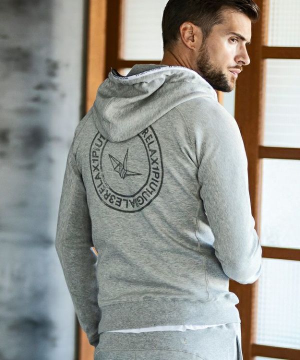 サークルロゴパイピングパーカー グレー 1PIU1UGUALE3 RELAX ウノピゥ