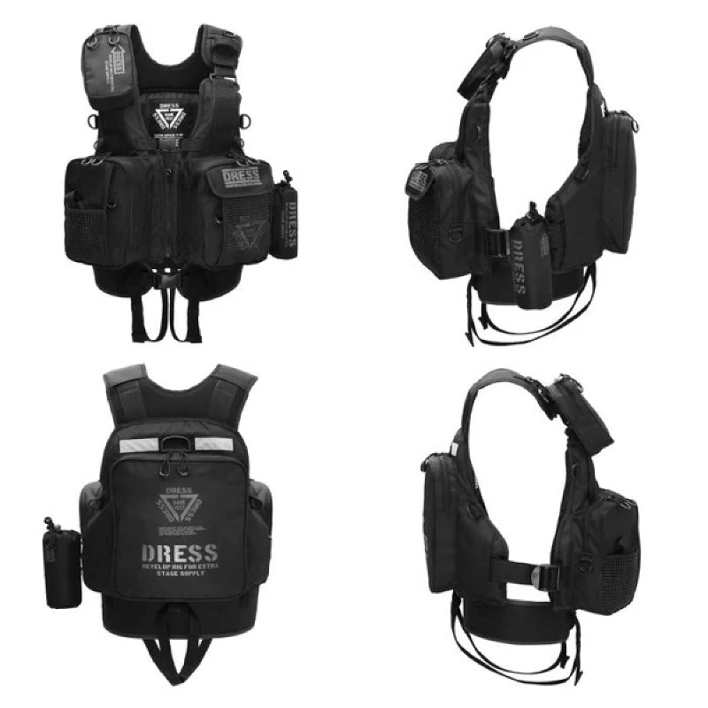 フローティングゲームベスト AIR サポーター付 釣り ブラック