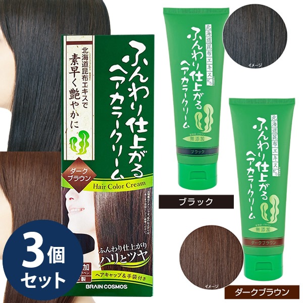 ふんわり仕上がるヘアカラークリーム 200g 3個セット 白髪染め ヘア