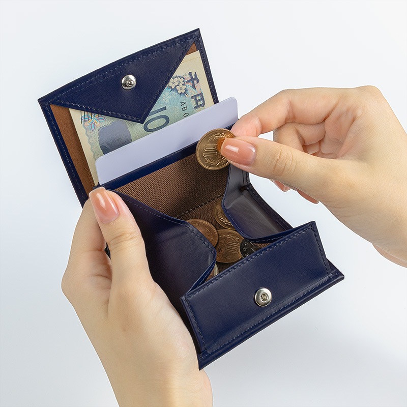 さとり コンパクト財布 松阪レザー 硯（ブラック） HCK65A-Z | 革小物