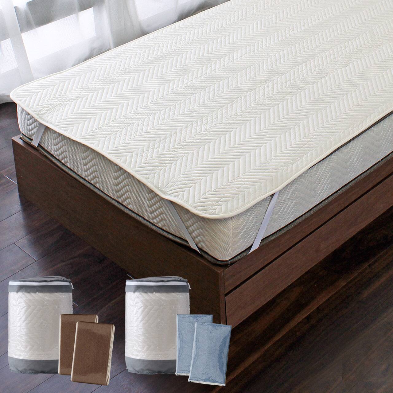 ダブル】ベッドパッド BOXシーツ2枚 ベーシック3点セット【BASIC THREE