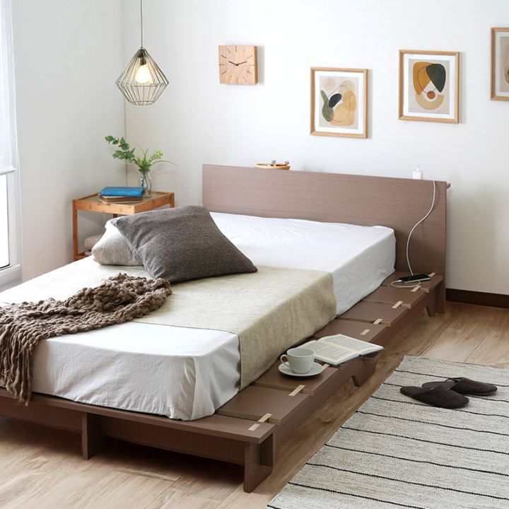 セミダブル】すのこ仕様で通気性抜群！簡単10分組立て!『ネジを使わ