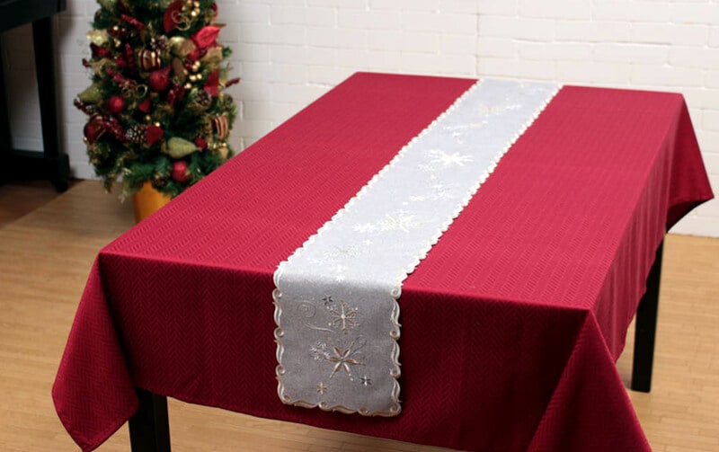 Xmas ディライト 刺繍 テーブルランナー 約20×160cm｜インテリアレース