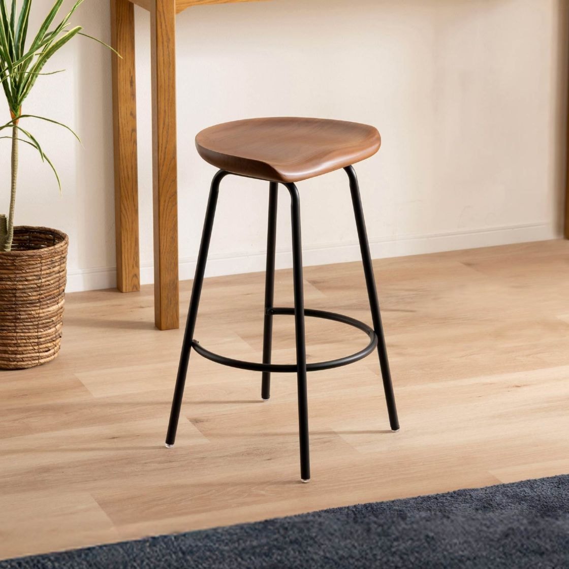 座面高さ67］ ルーナ ｜ 北欧 ヴィンテージ アイアン脚 木座面 ハイ