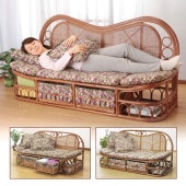 東京ラタン 天然籐 ハイバック カウチソファ 160cm幅｜ファミリー