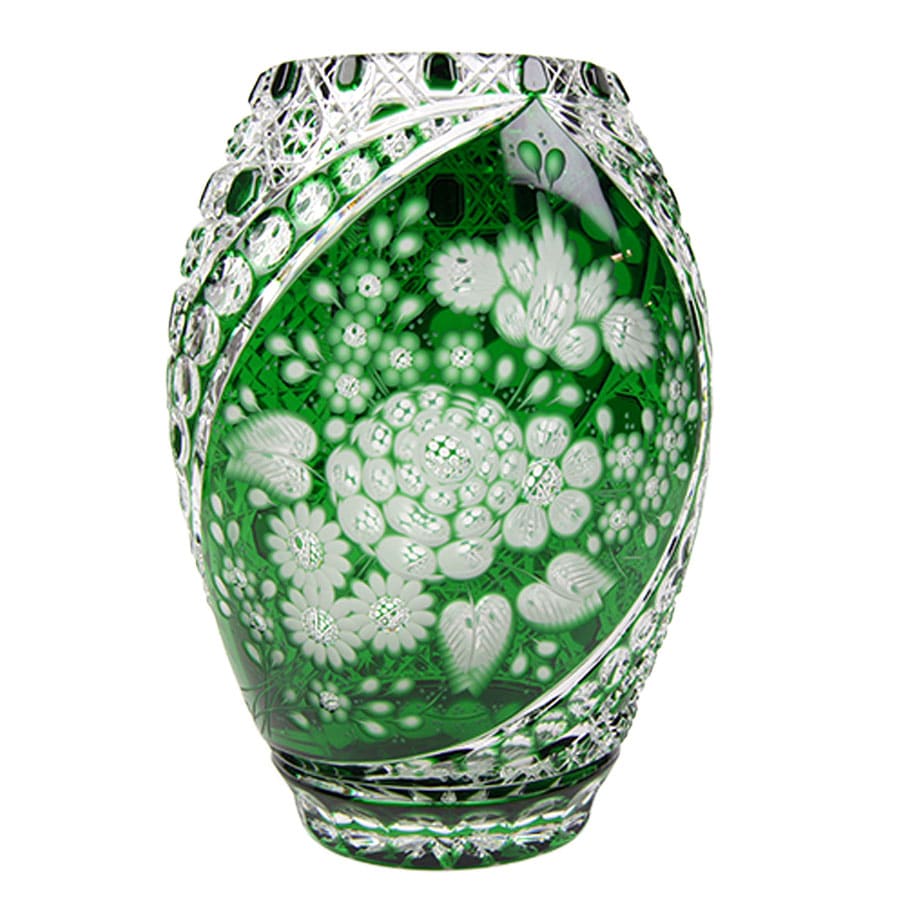 マイセンクリスタル ミスティックフラワー 色被せ花瓶 F205/EO314/41G