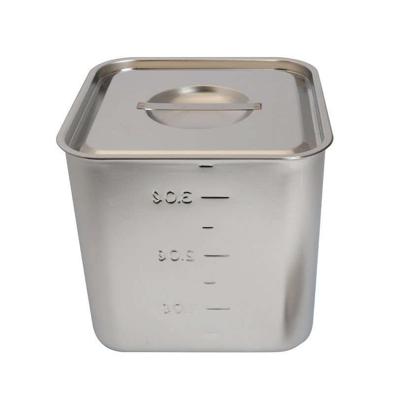 HACCP】【NSF】18-8 深型角キッチンポット 目盛付 3.6L SH-4215D