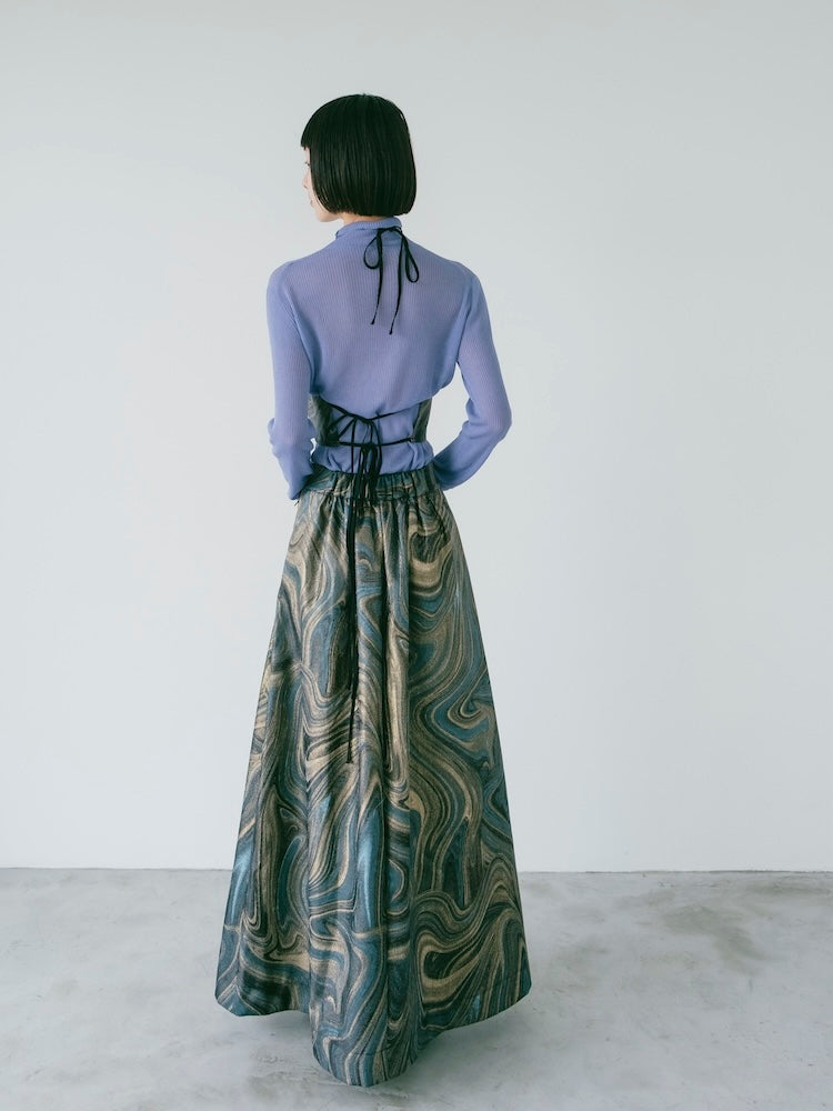 Marble Jacquard Skirt｜マーブル柄ロングフレアスカート – MARTE