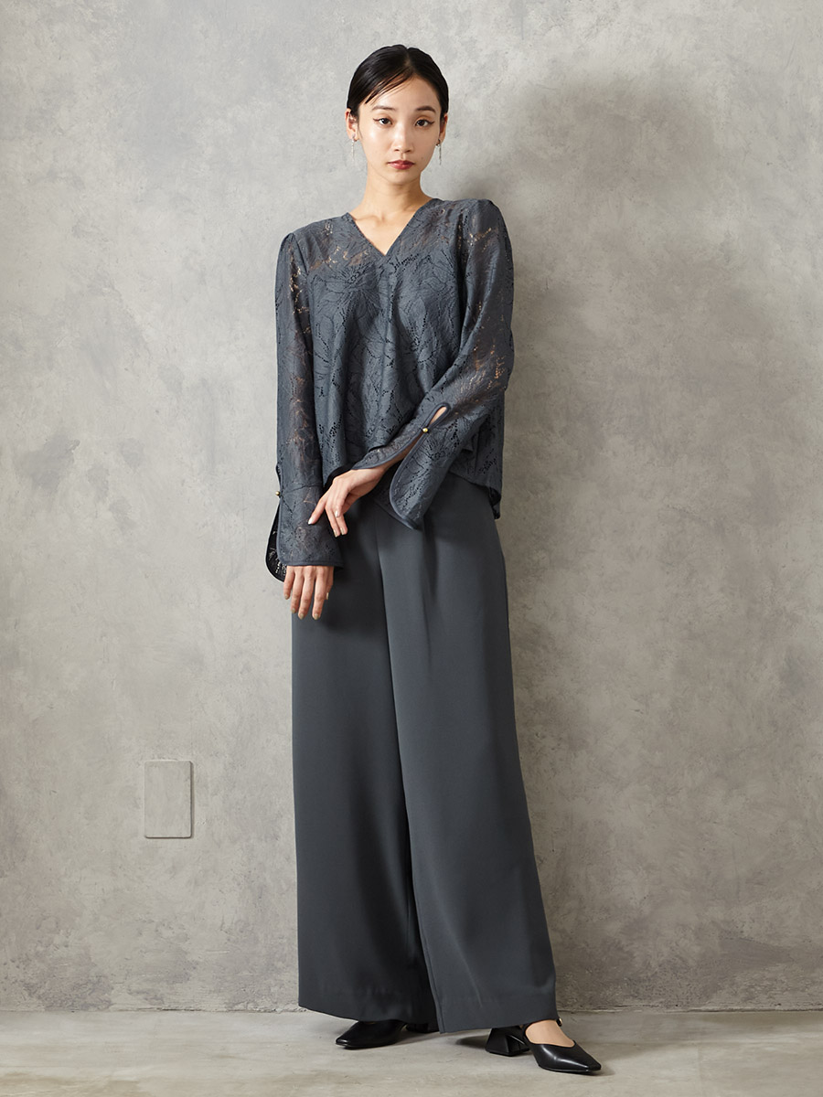 試着キャンペーン対象】【WEB限定】レースブラウス×パンツセットアップ