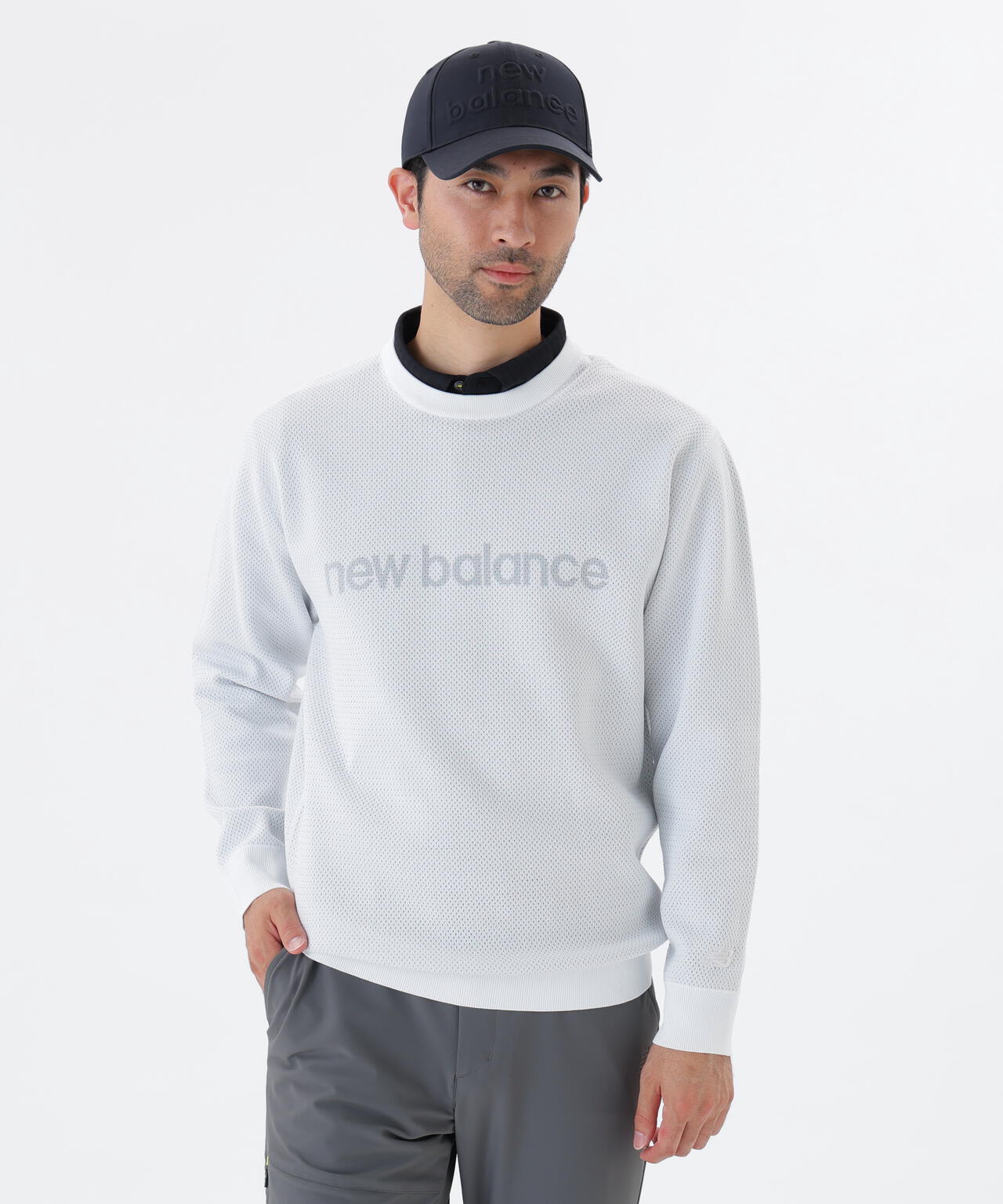 メッシュ クルーネック ニット プルオーバー (MENS) | new balance