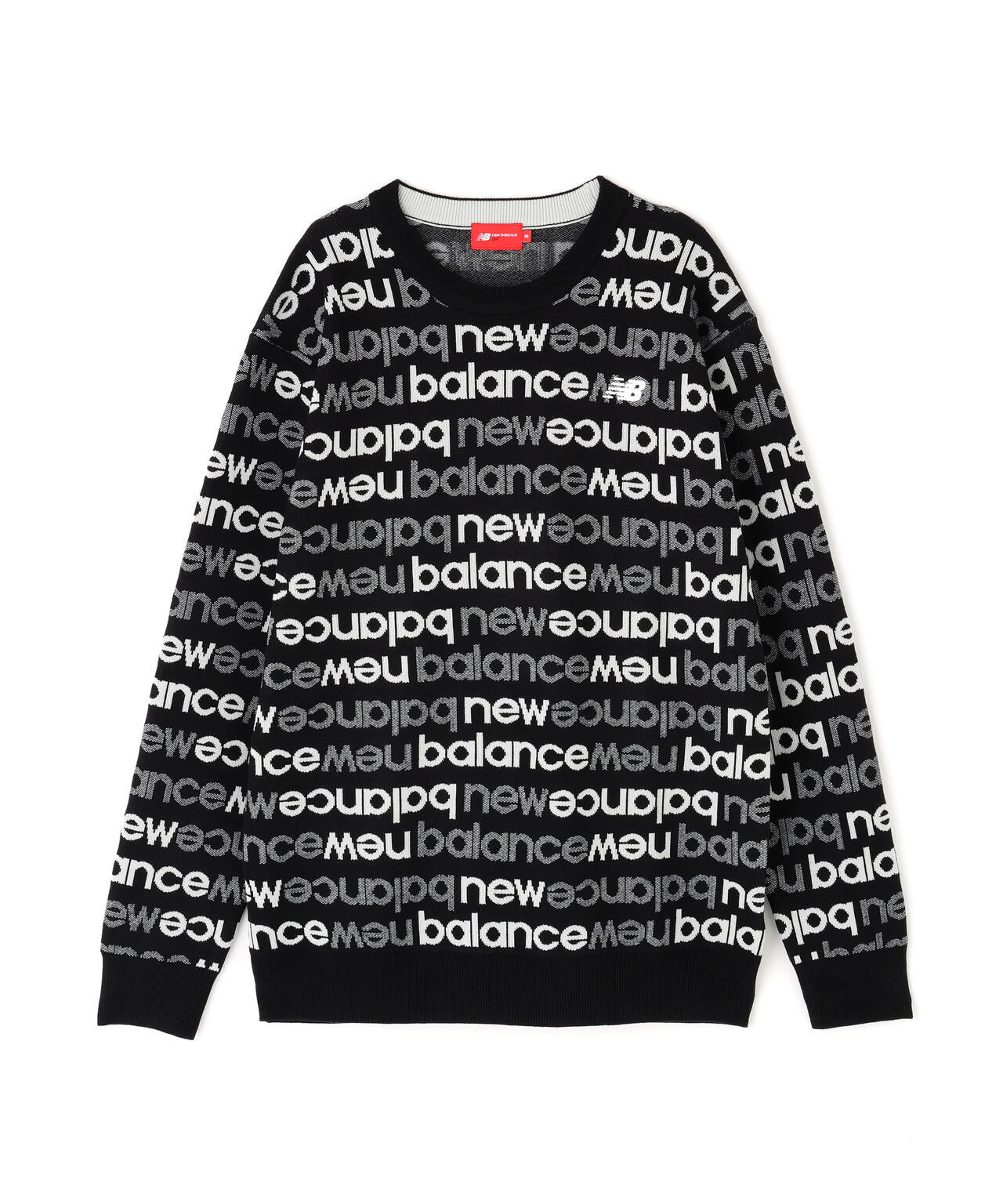 アップサイドダウンロゴボーダー 吸湿発熱 クルーネック ニット プル