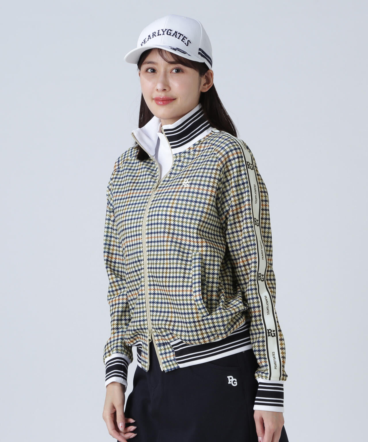 PEARLY GATES チェック柄中綿フードジャケット PEARLY GATES チェック