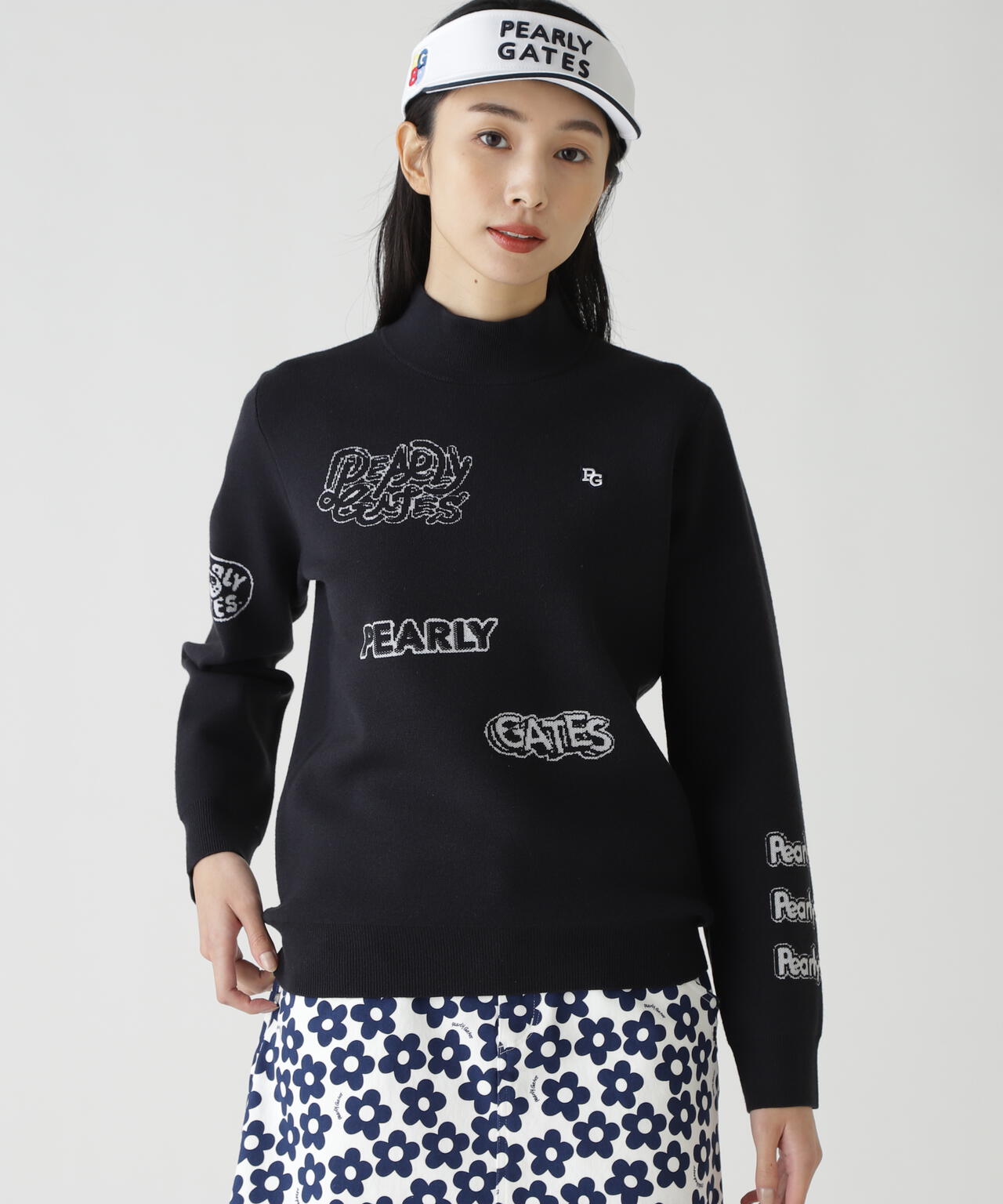 14GダブルJQ×ワッペン風ハイネックニットプルオーバー | PEARLY GATES