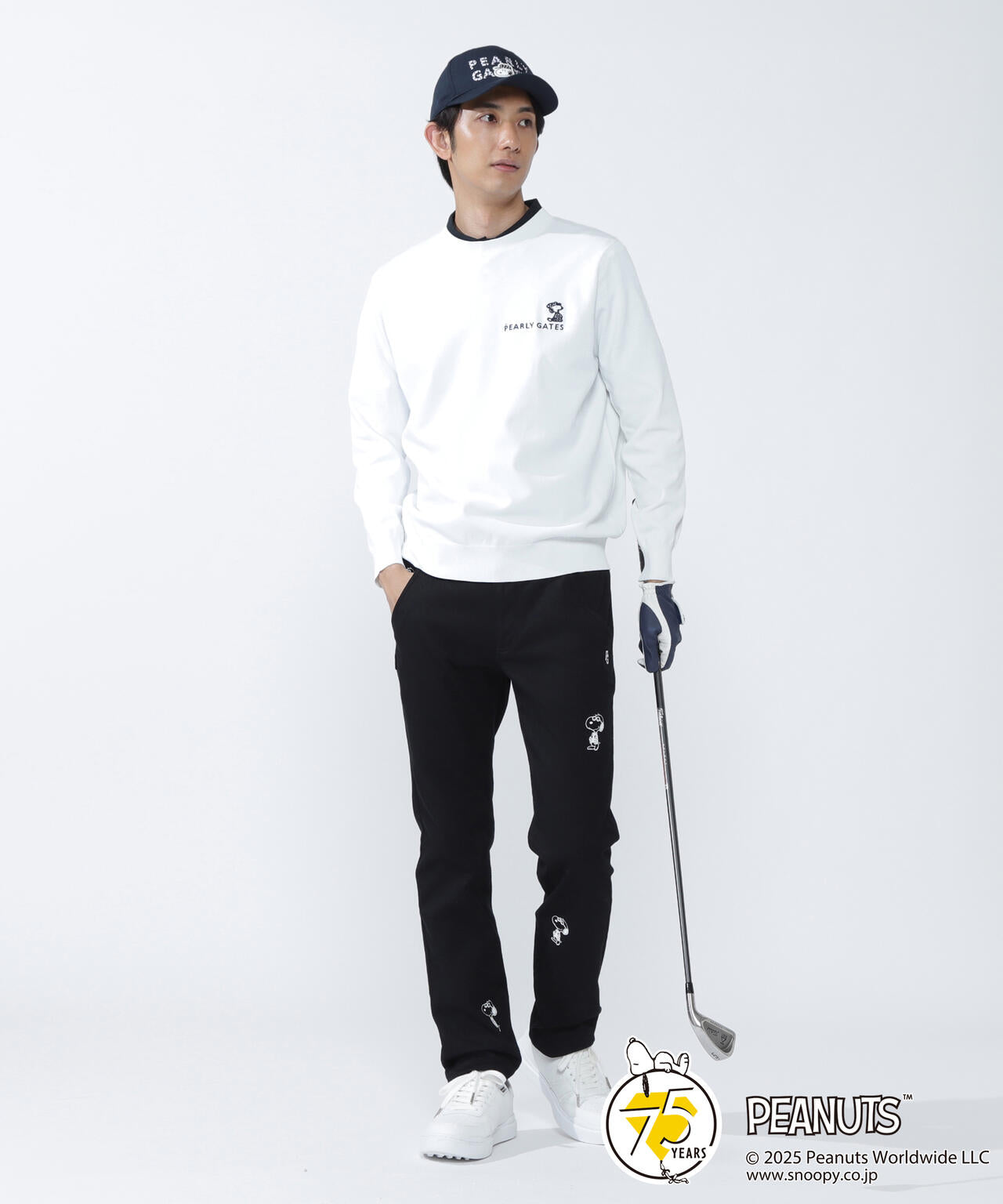 SNOOPY】14G 部分JQクルーネックニットプルオーバー | PEARLY GATES