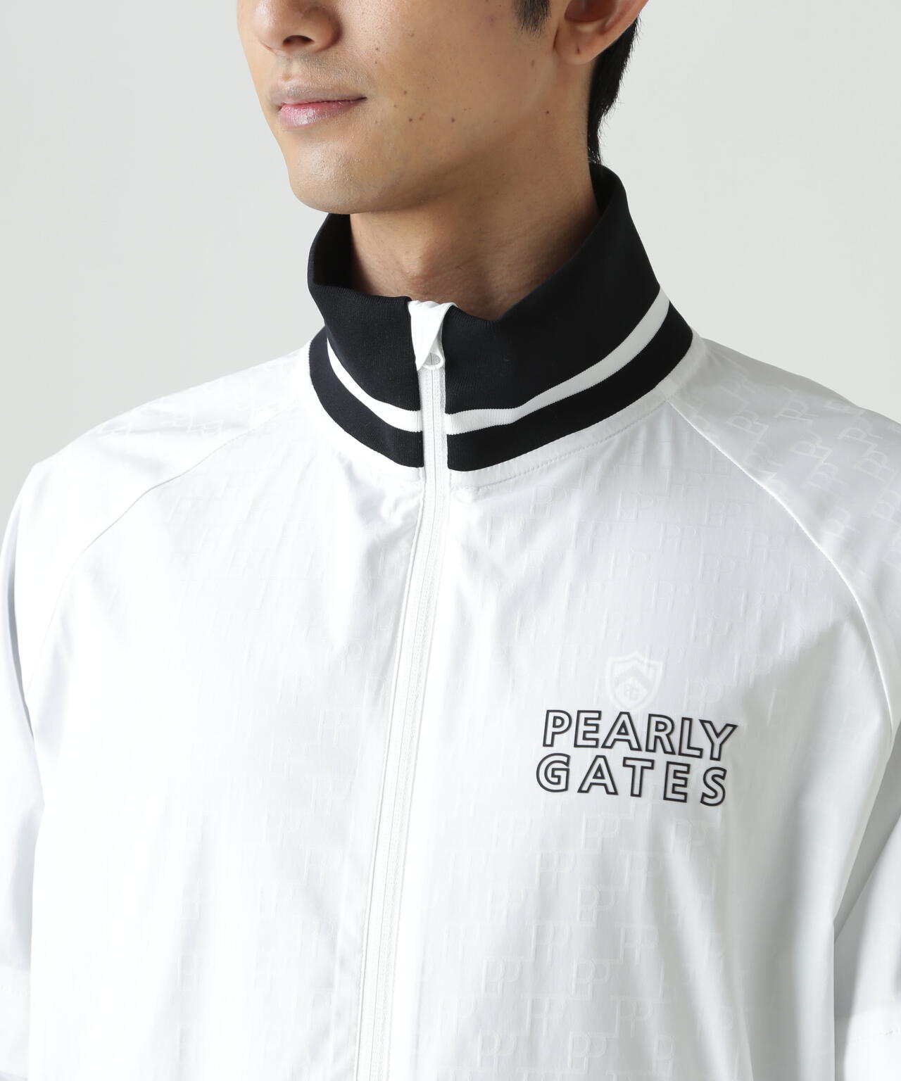 PG is PG ロゴジャガードポリエステルタフタジップアップブルゾン