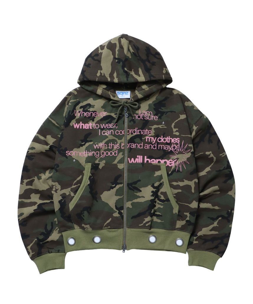 sqnz（エスキュンズ）sqnz eyelet zip pk / ジップパーカー 刺繍
