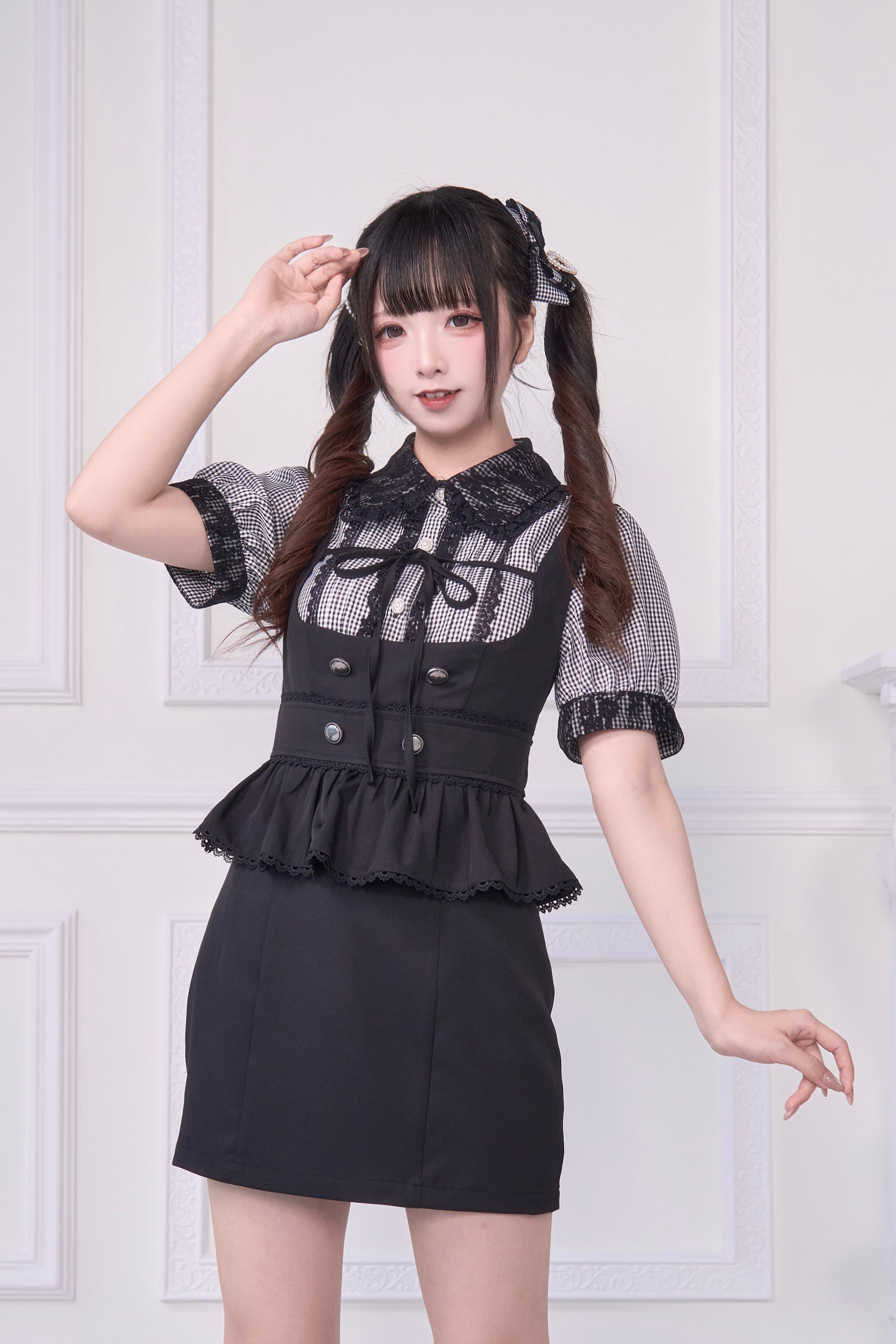 2WAYサロペットスカート&リボンブローチブラウス – NoGenki