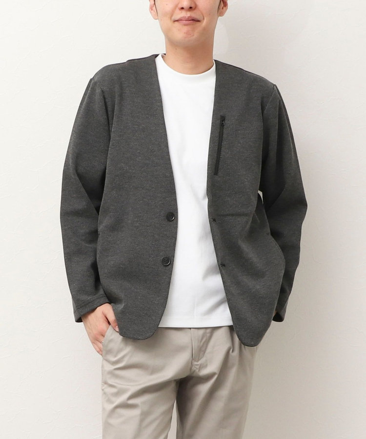 ビジカジ対応》メランジカノコ ノーカラーカーディガン（5-0806-5-53