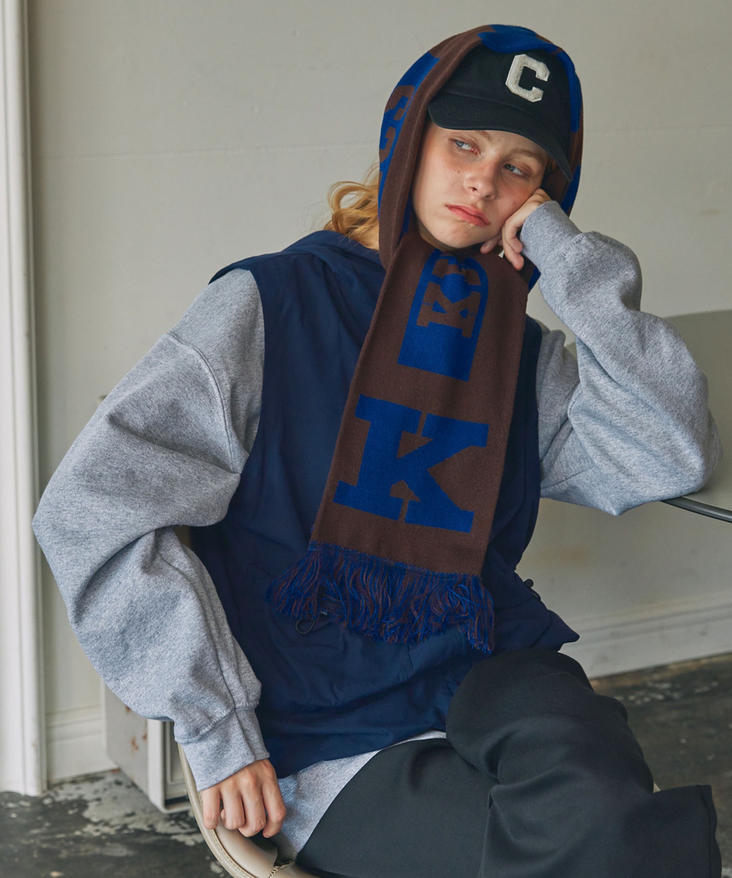 ジャガード グラフィック サッカーマフラー MONO-MART LADY'S│MONO