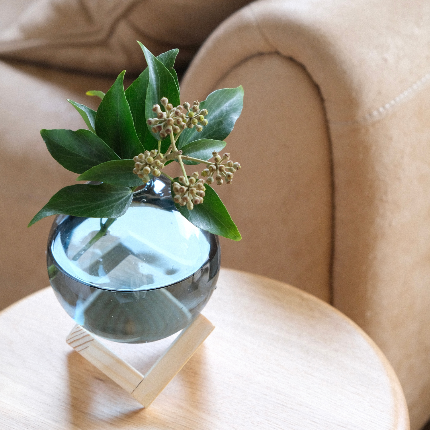 まるいガラス花瓶｜卓上｜とうめい、ブルー、ピンク｜北欧｜まんまる