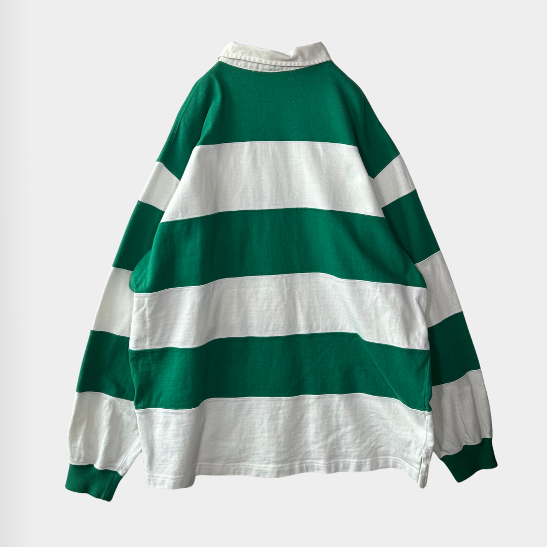 00's Polo by Ralph Lauren Rugger shirt ラガー・シャツ 緑白 (XL