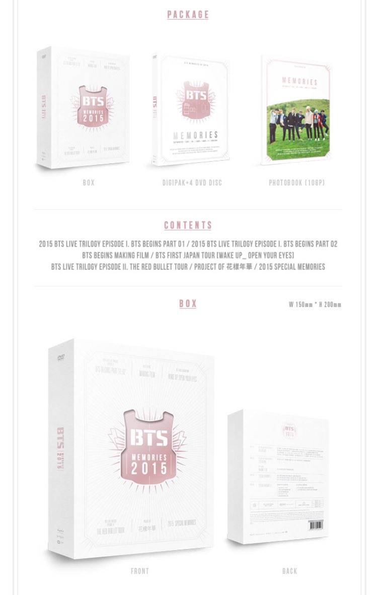방탄소년단 MEMORIES OF 2015] DVD + PHOTOBOOK #LoveBTS