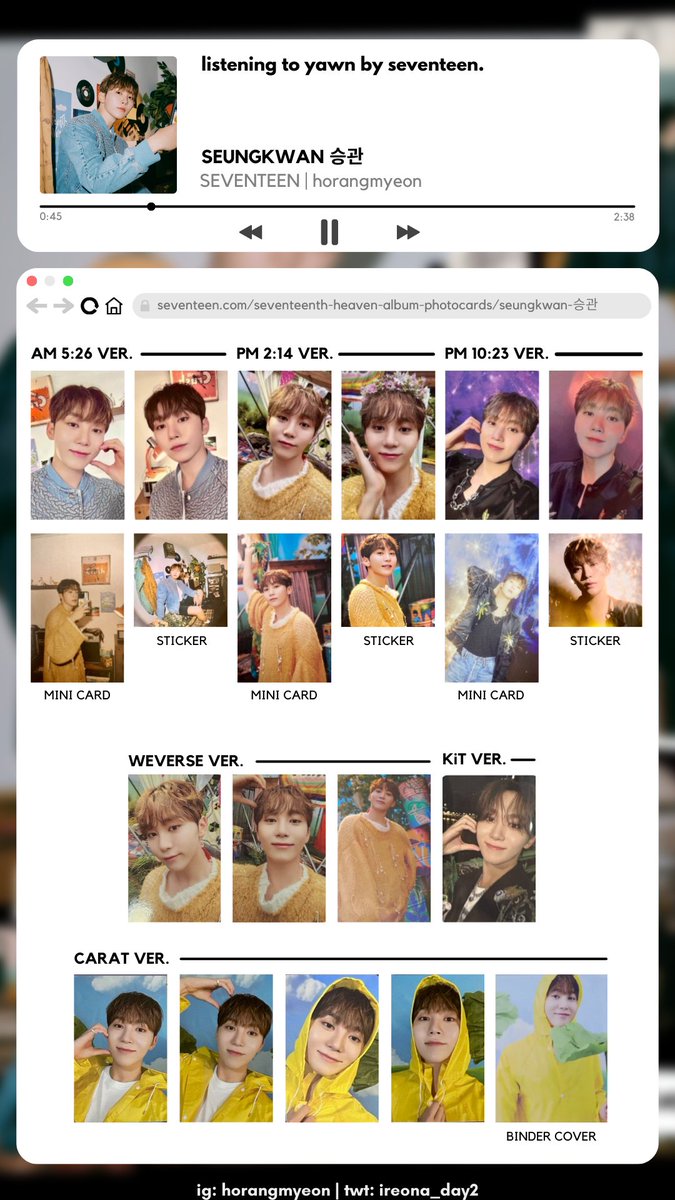 COMPLETE seventeen svt seventeenth heaven photocard template