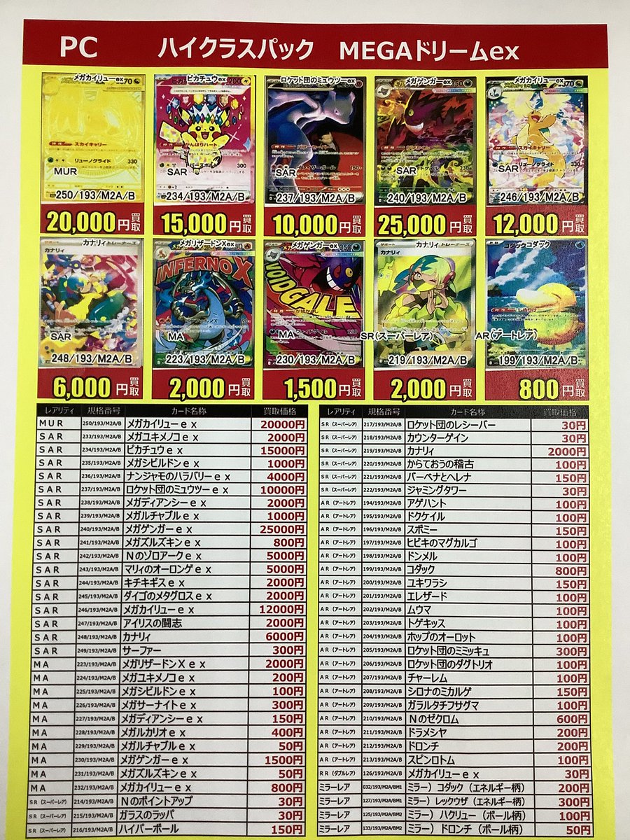 ポケモンカードゲーム 『#MEGAドリームex』 の買取告知を更新致しまし
