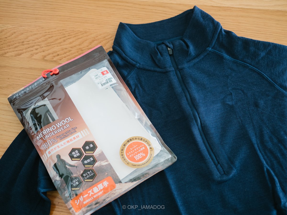 ワークマンの「メリノウール100ミドルウエイト長袖ハーフジップ」を