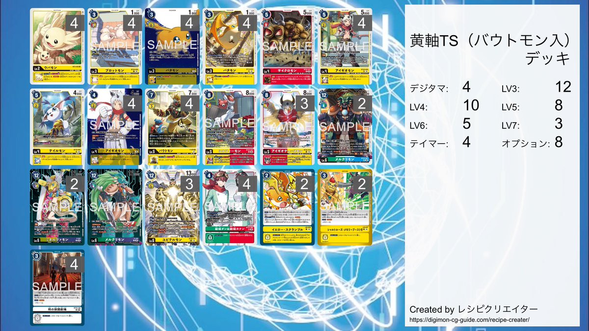 黄軸TS（バウトモン入） 一旦ユピテルモンの能力を軸けな構築した黄色