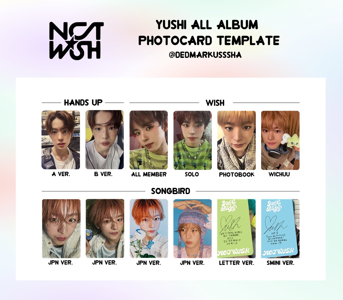 NCT WISH TEMPLATE💫 Sion, Riku, Yushi ALL ALBUM PHOTOCARD TEMPLATE