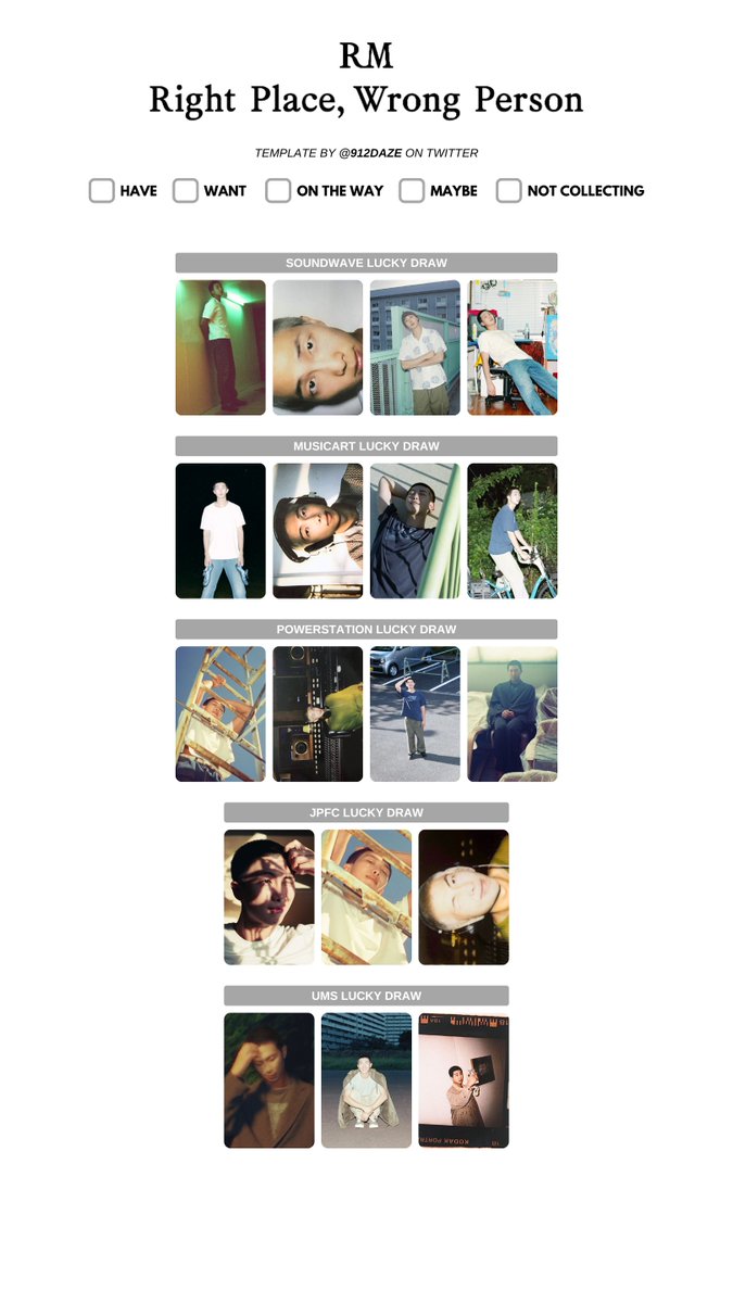 BTS RM NAMJOON SOLO ALBUM RIGHT PLACE WRONG PERSON PHOTOCARD