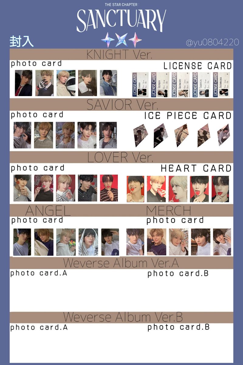 7th Mini Album『The Star Chapter: SANCTUARY』 🎵トレカ一覧🎵 ここ