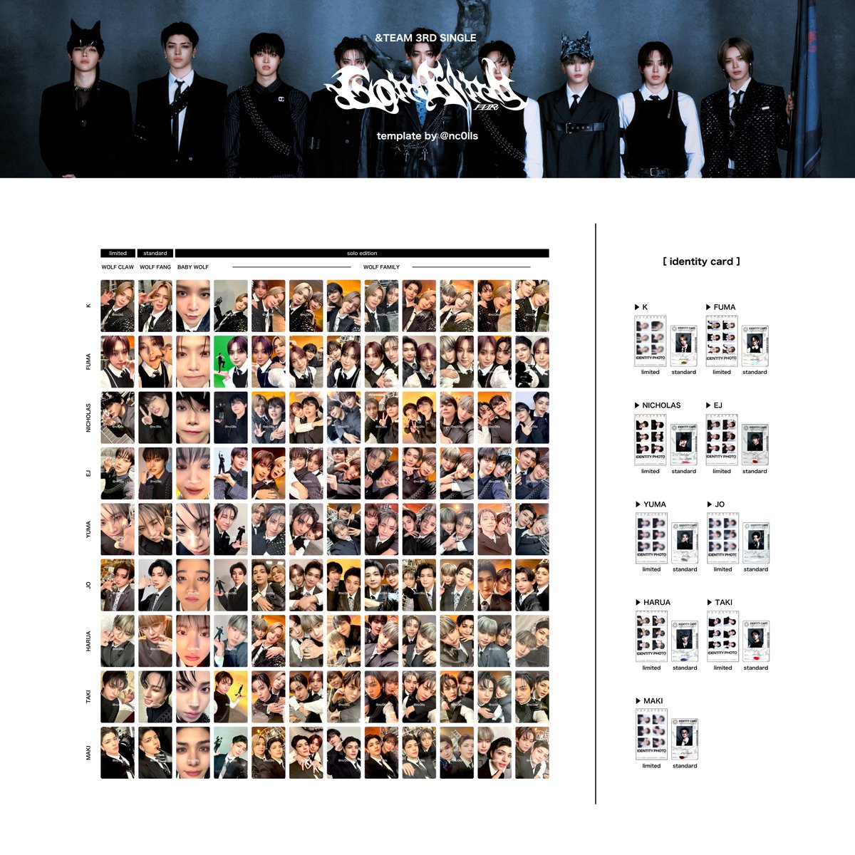 &TEAM Go in Blind (月狼) album photocard template wishlist andTEAM