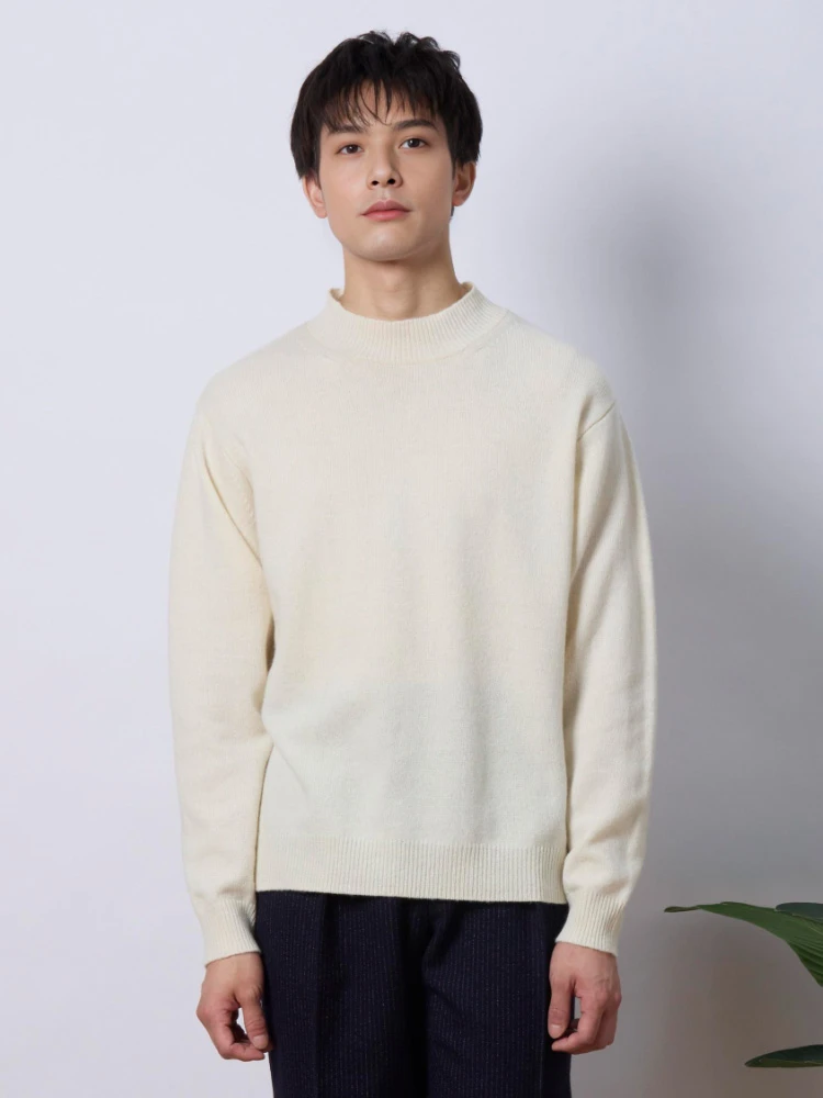 ホワイト TRANS COTINENTS 無染色プルオーバーニット ホワイト