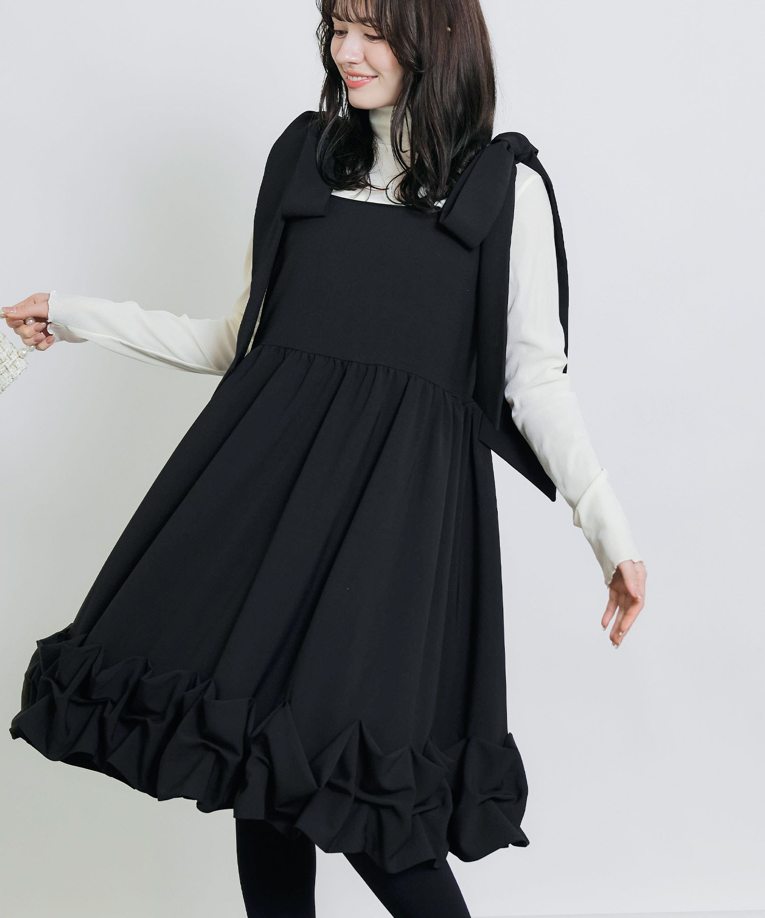 ショルダーリボン裾フリルワンピース | PICCIN (ピッチン) 公式通販