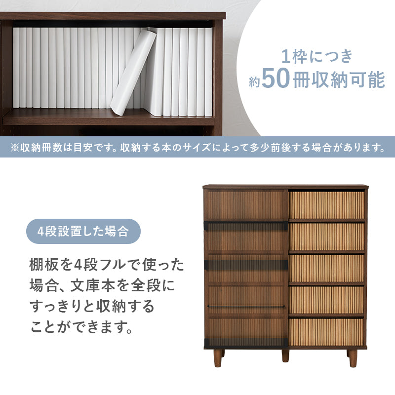 スライド扉本棚 推し活収納 [幅90.5] グッズ収納 漫画収納 Kikka