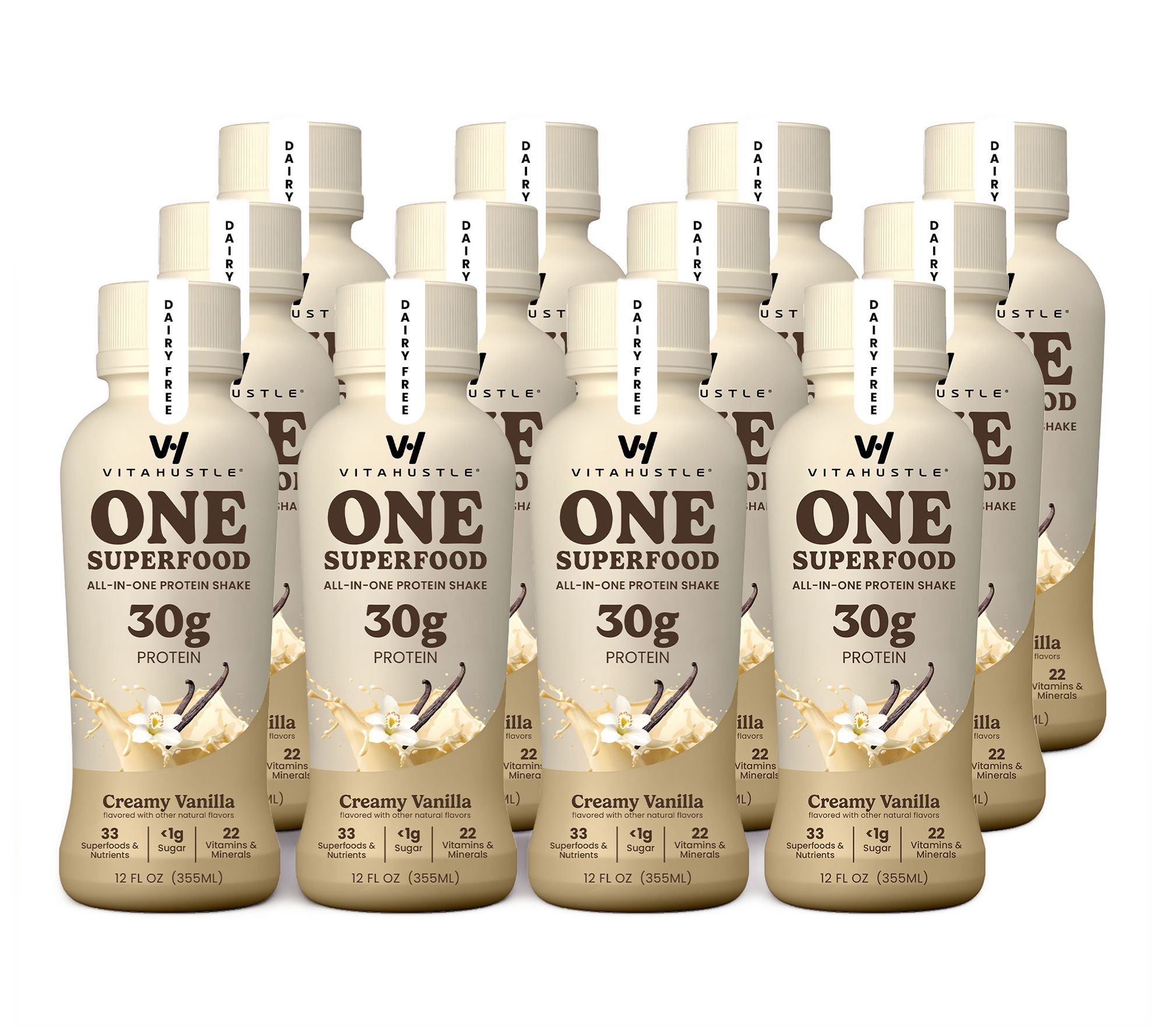 VitaHustle ONE Superfood Ready to Drink 30g Protein Shakes 12-Pack
