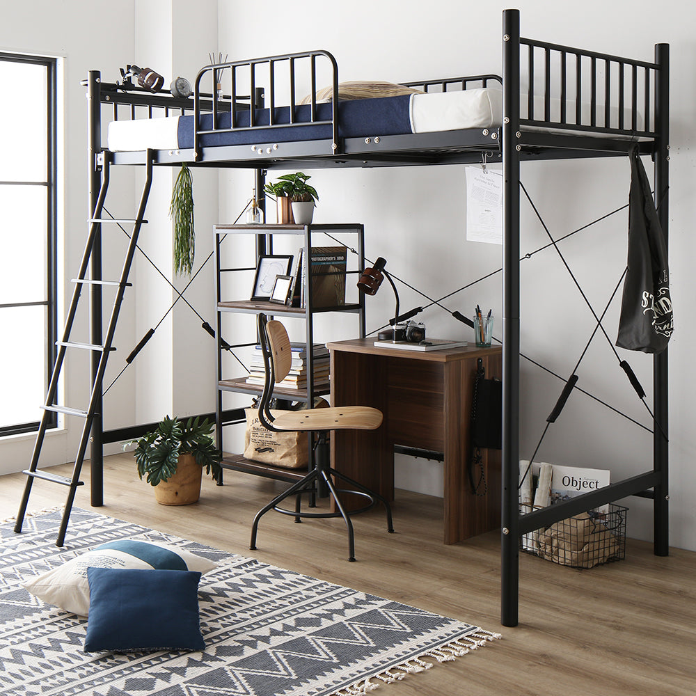 デスク・ラック付きも選べる ロフトベッド（ベッドフレーム+デスク+