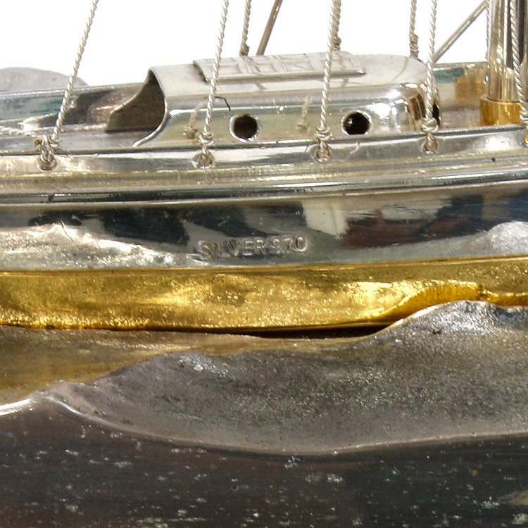 限界値下げ祭2-OF】【送料無料】【中古】SV970 銀製 船 帆船 置物