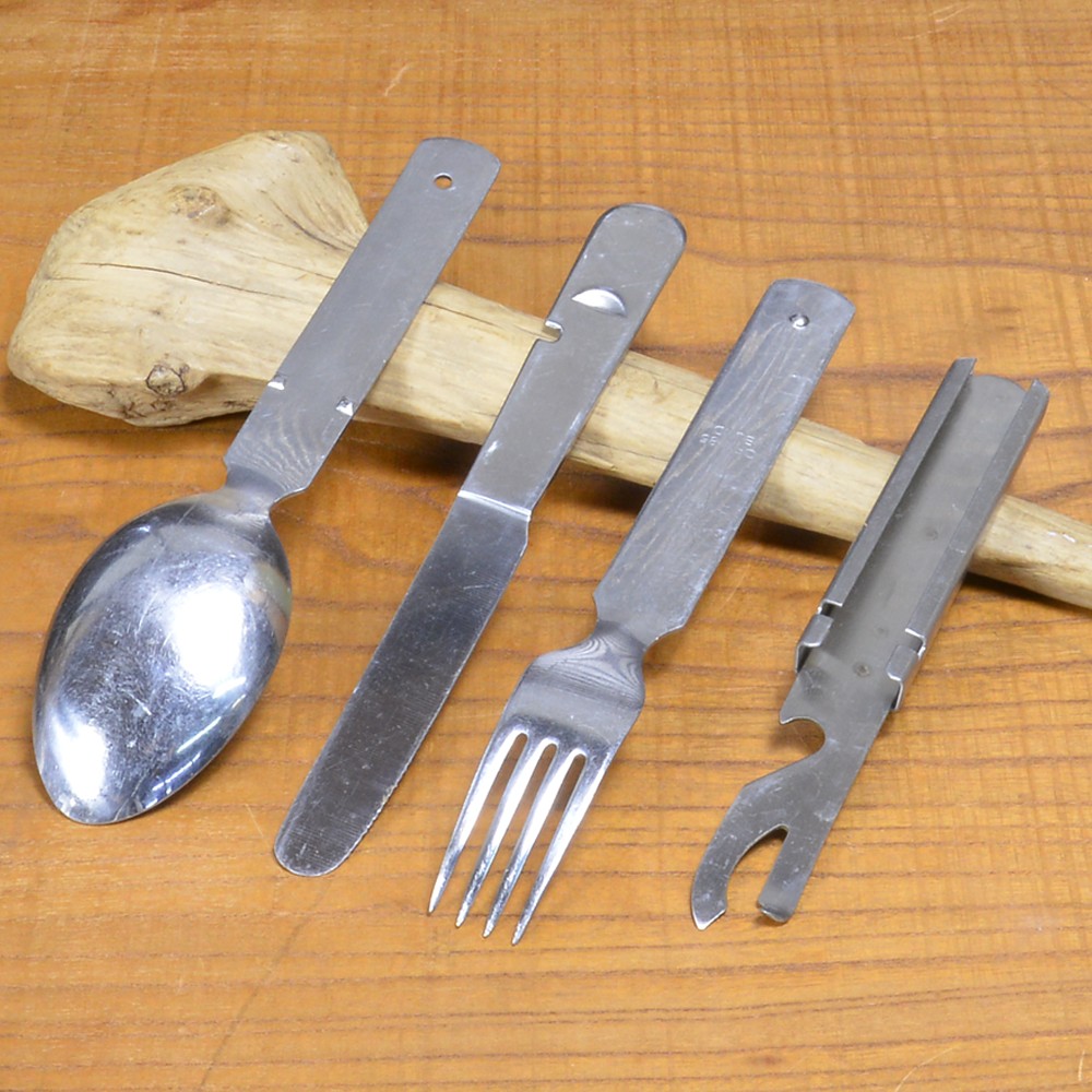 ドイツ軍放出品 カトラリー 4本セット ステンレス製 フラット型