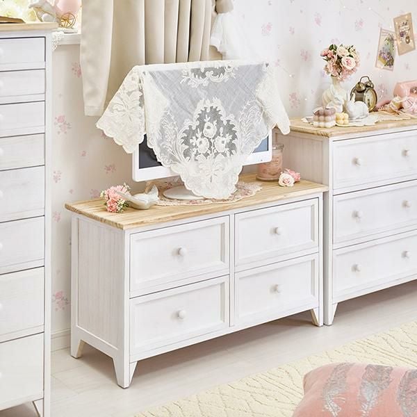 直送】フレンチカントリー風チェスト(ローチェスト)｜かわいいお姫様
