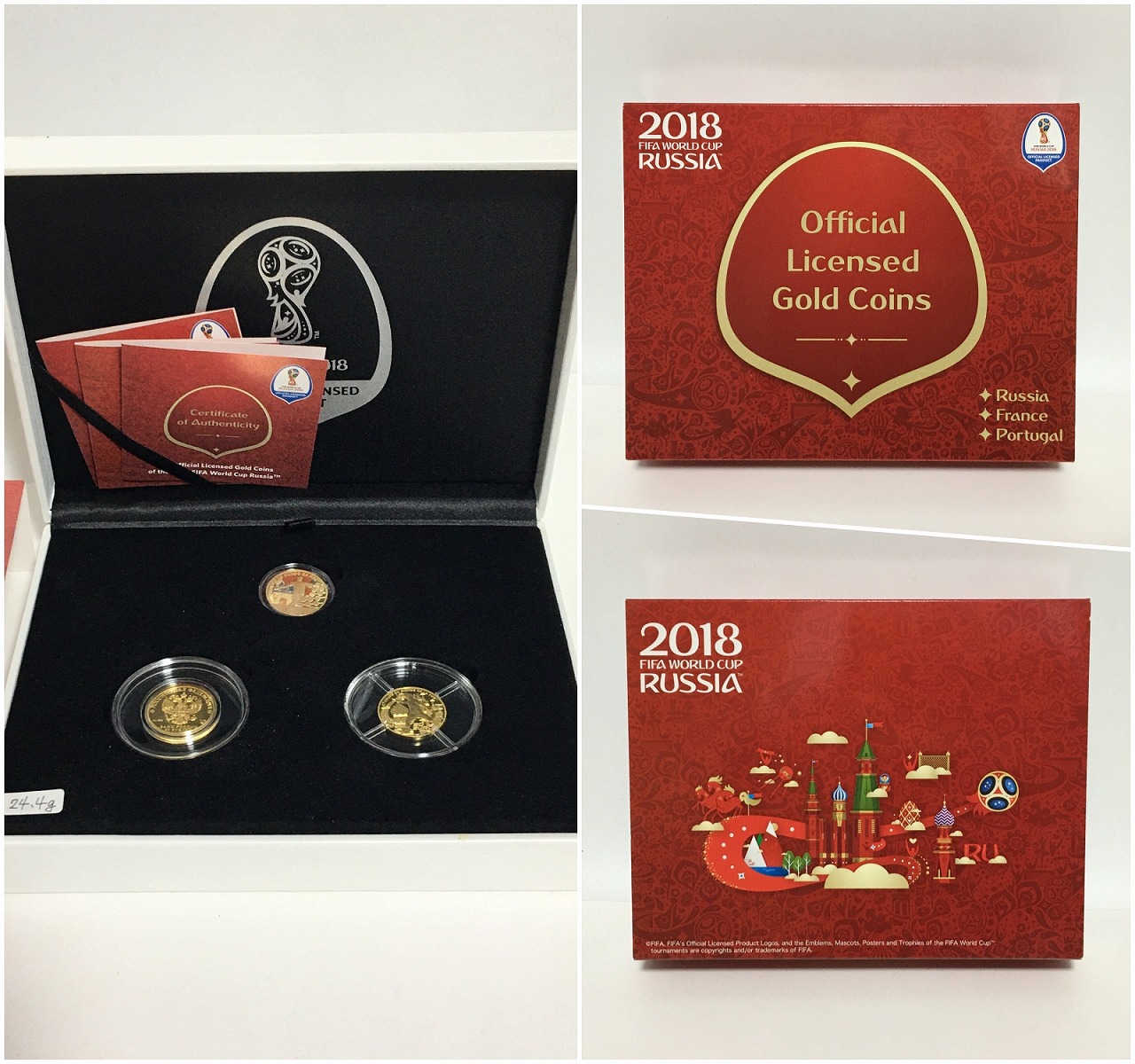 FIFAサッカーワールドカップ2018ロシア大会 記念金貨3枚セット/付属品
