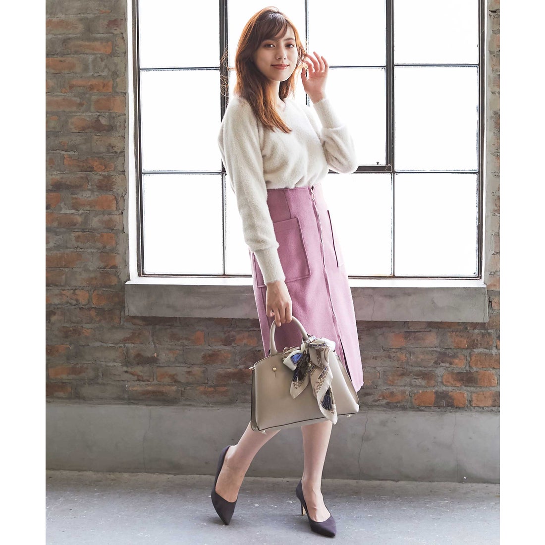 12Twelve Agenda ウール両ポケタイトスカート （ピンク