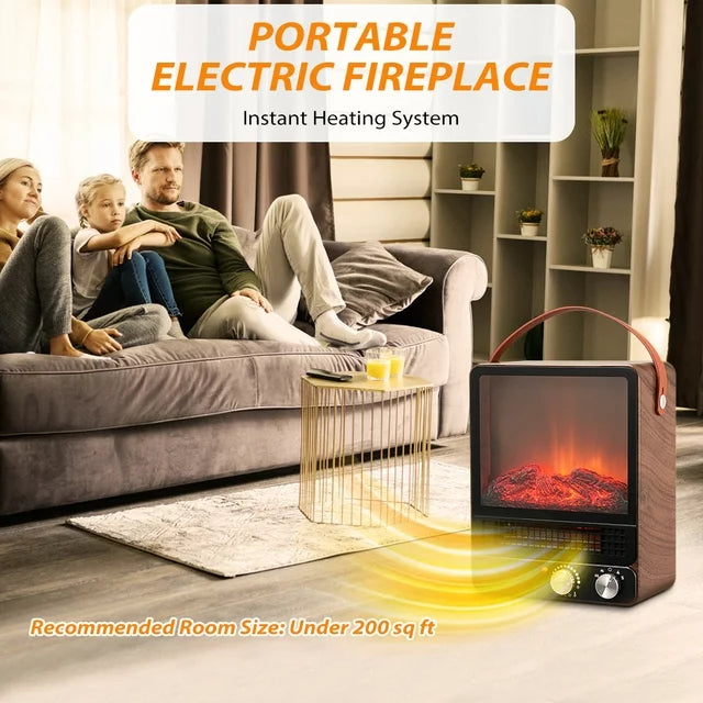 Electric Fireplace Heater, 1500W/750W Portable Fireplace with 3D