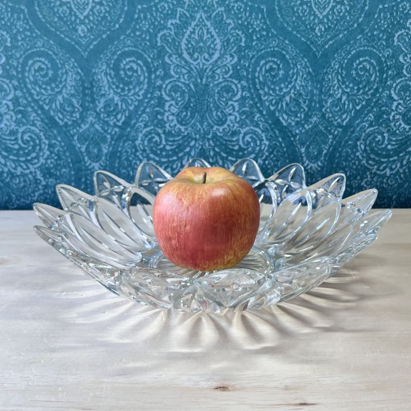 大きなガラス器 美しい花の形 クリア 26.8cm