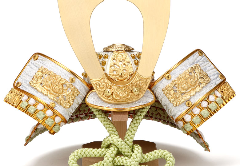 五月人形 8号金白鉢金小札兜 黄緑威 / おしゃれでコンパクトなかわいい