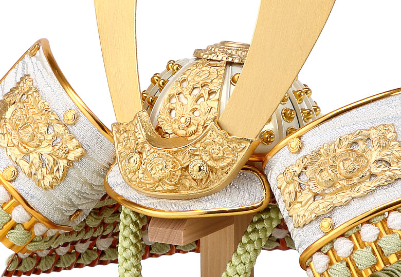 五月人形 8号金白鉢金小札兜 黄緑威 / おしゃれでコンパクトなかわいい