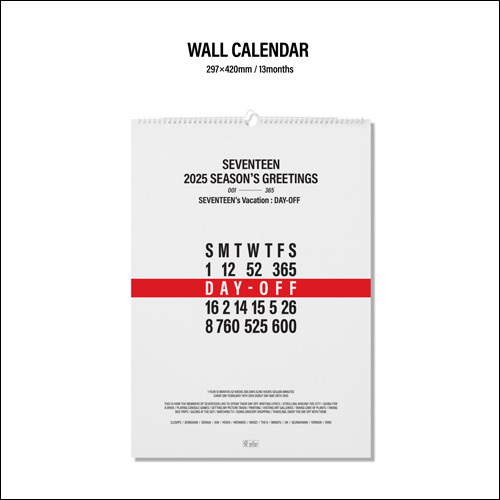 SEVENTEEN 2025 WALL CALENDAR【グッズ】 | SEVENTEEN | UNIVERSAL