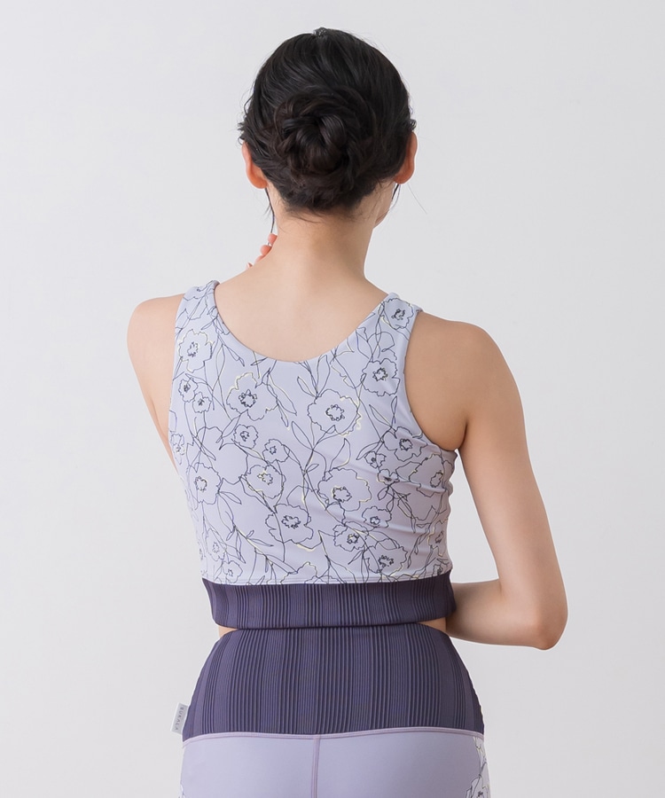 SUKALA】ドローイングフラワーショートタンクトップ(Lサイズ モーヴ